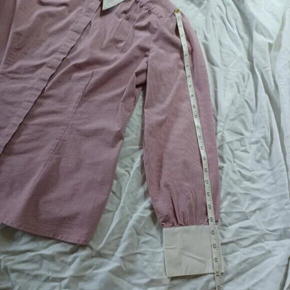 Apt 9 Long Sleeve Button Down Bankers Shirt Pink Pin Stripe, Womens Size Large - Picture 11 of 12